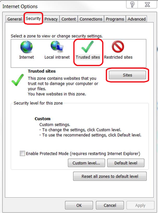 captura de pantalla per afegir un domini als llocs de confiança del navegador