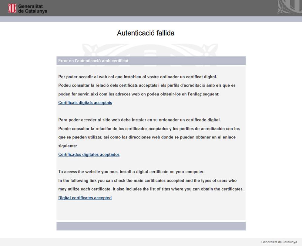 pantalla d'autenticació fallida